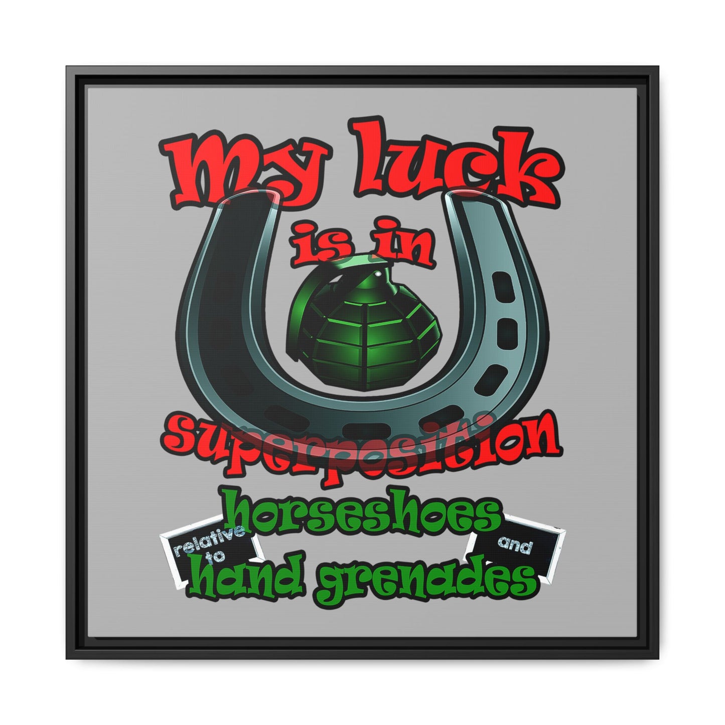 my luck - framed canvas art (light grey)