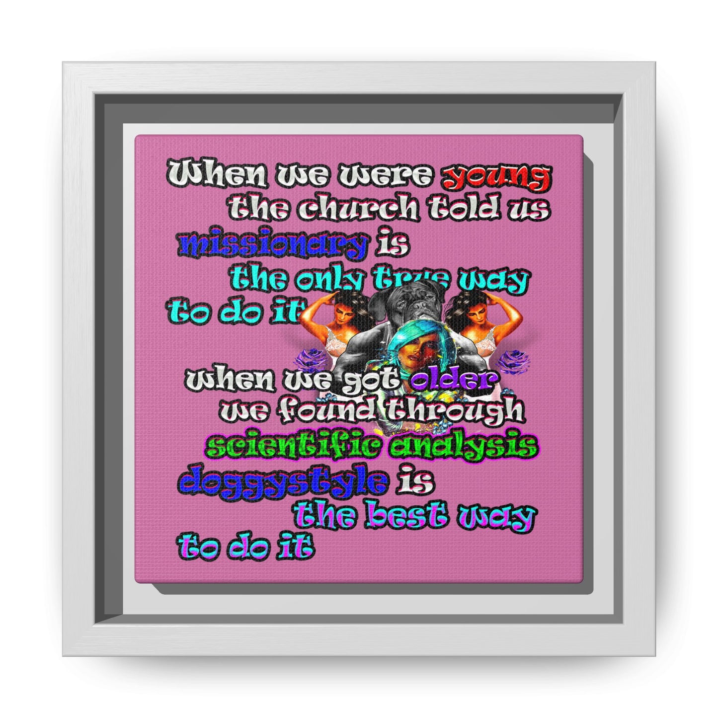 doggystyle - framed canvas art (light pink)