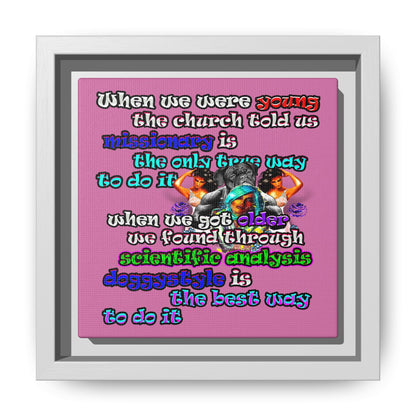 doggystyle - framed canvas art (light pink)
