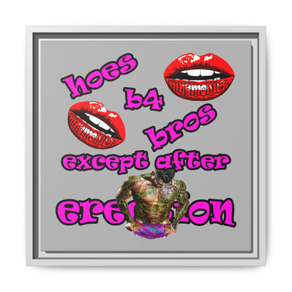 hoes b4 bros - framed canvas art (light grey)