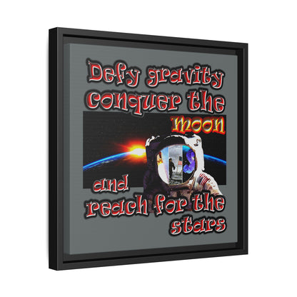 defy conquer reach - framed canvas art (dark grey)
