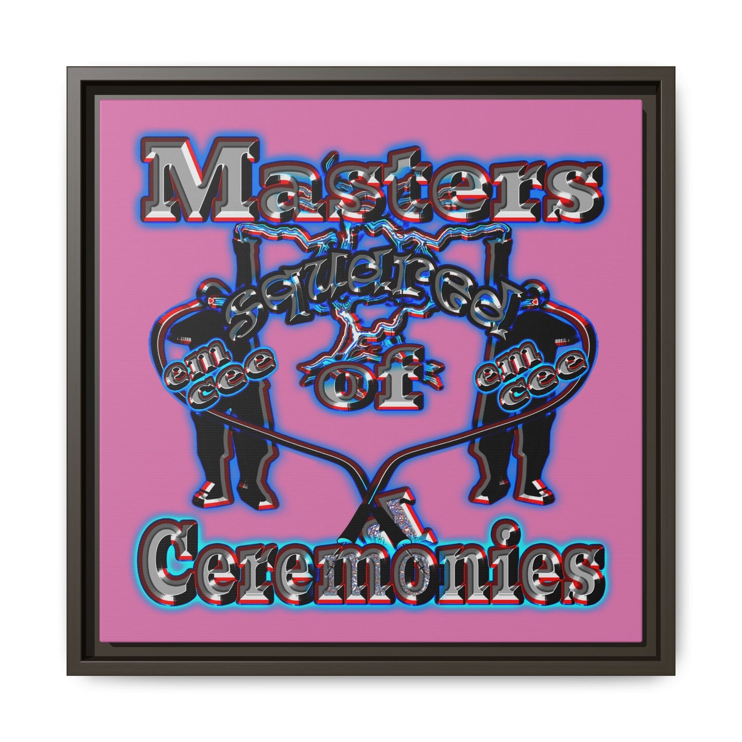 em cee squared - framed canvas art (light pink)