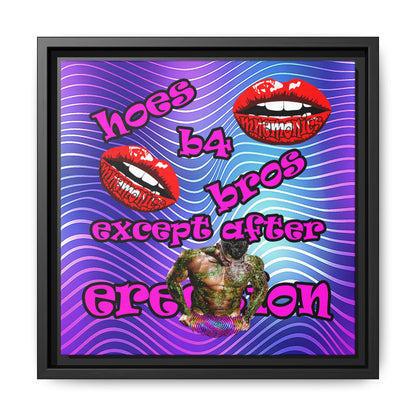 hoes b4 bros - framed canvas art (purple wave)