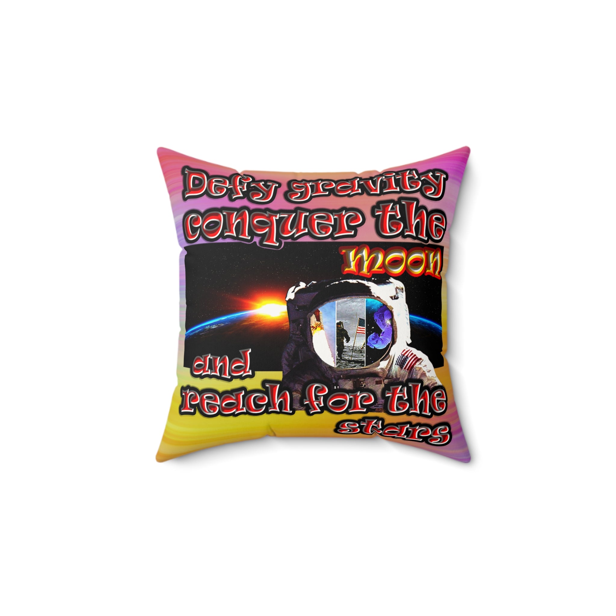 defy conquer reach - Faux Suede Square Pillow - (color blur)