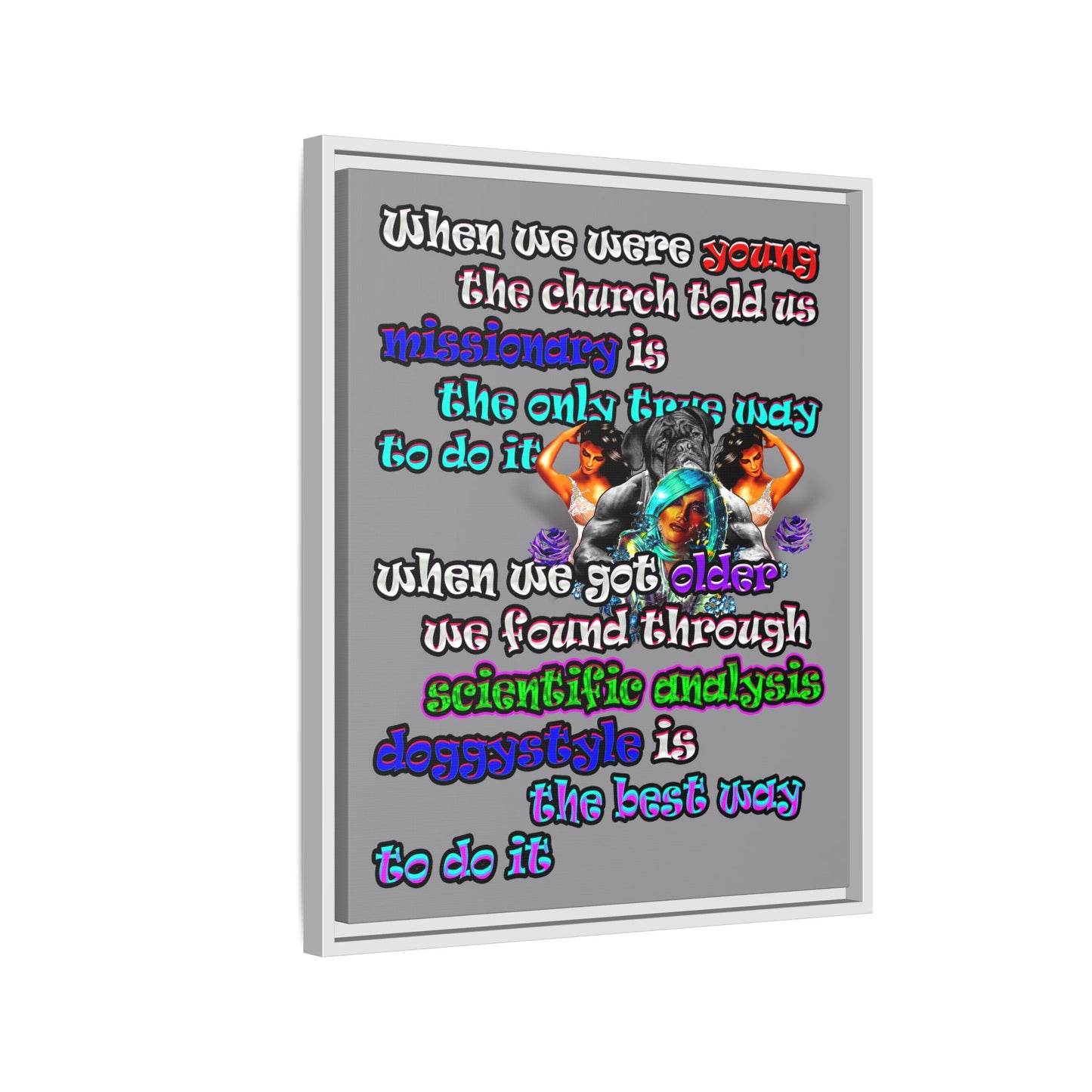 doggystyle - framed canvas art (grey)