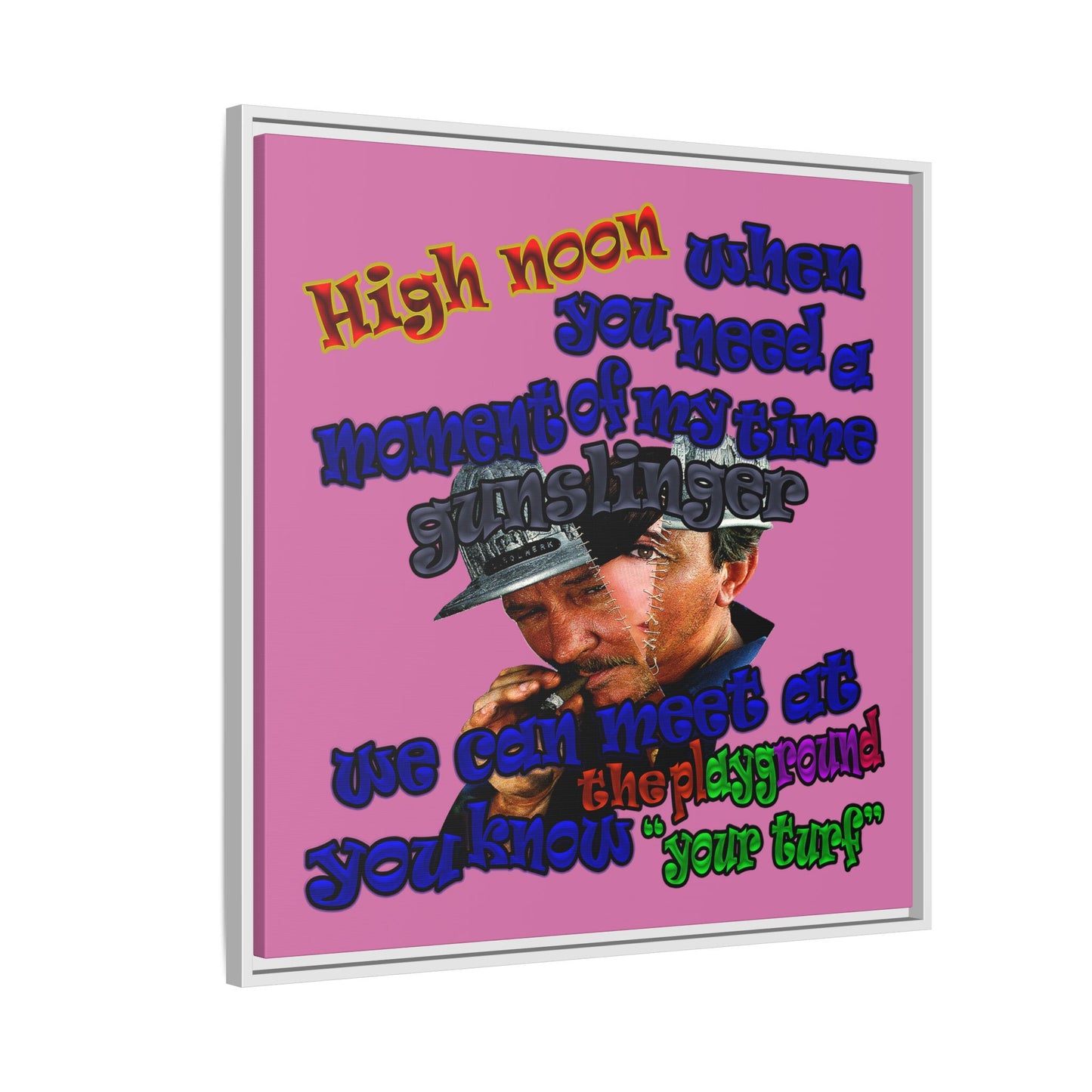 high noon - framed canvas art (light pink)
