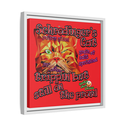 schrodinger's cat - framed canvas art (red)