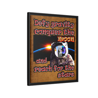 defy conquer reach - framed canvas art (brown papyrus)