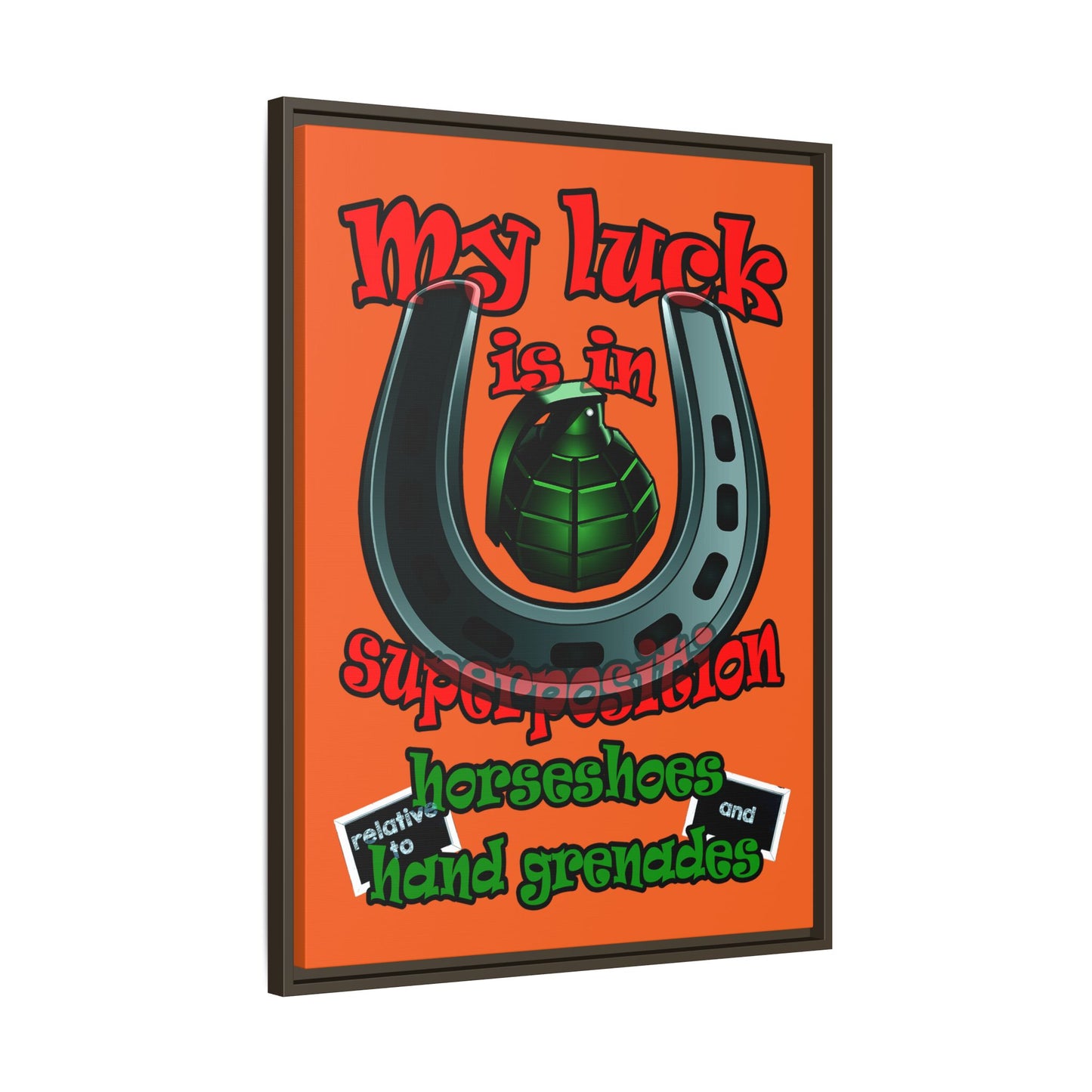 my luck - framed canvas art (orange)