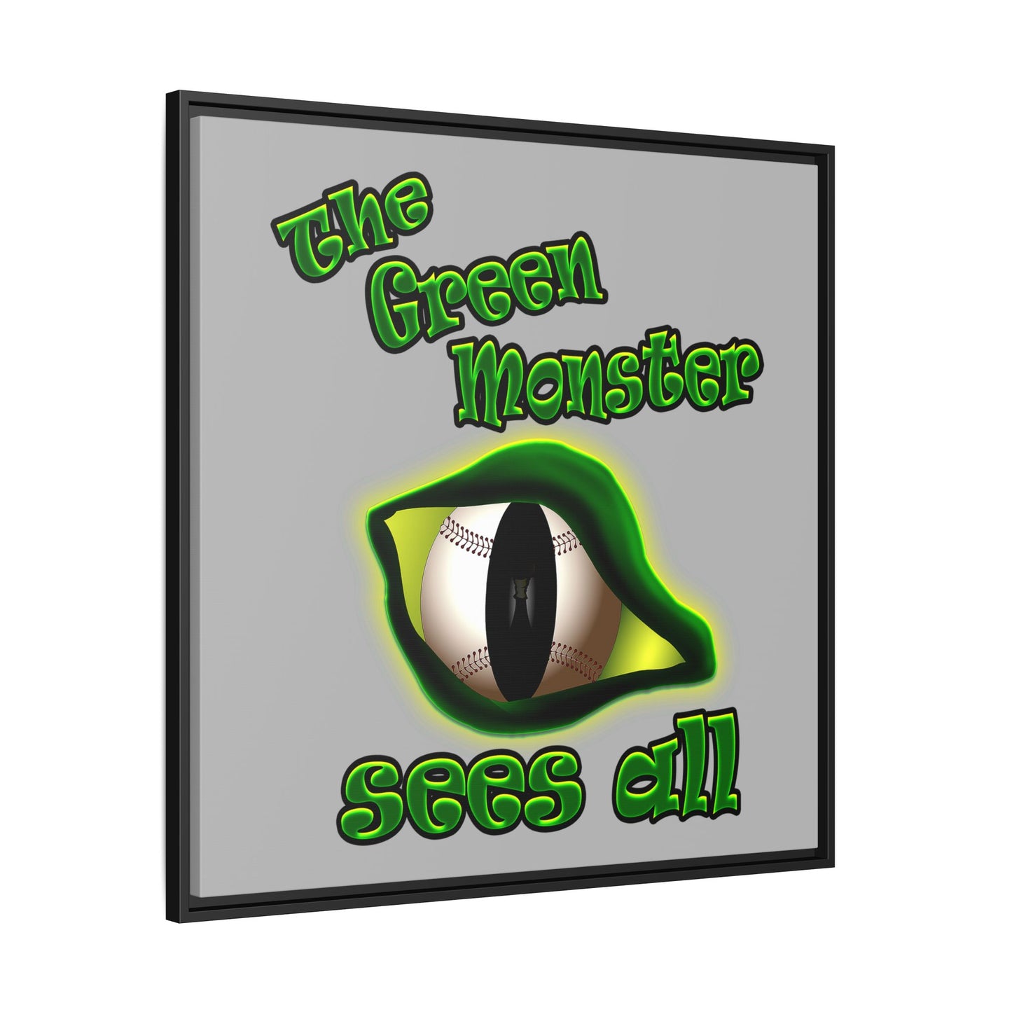 green monster - framed canvas art (light grey)