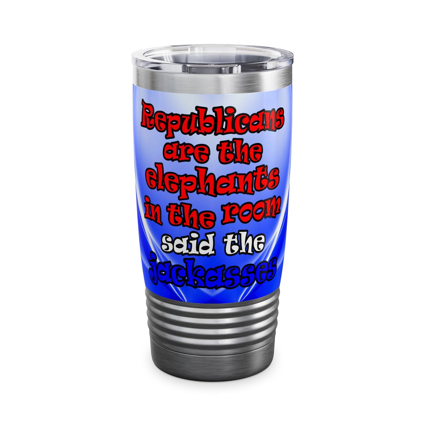 donkeys and elephants - Ringneck Tumbler, 20oz (blue-white wave)
