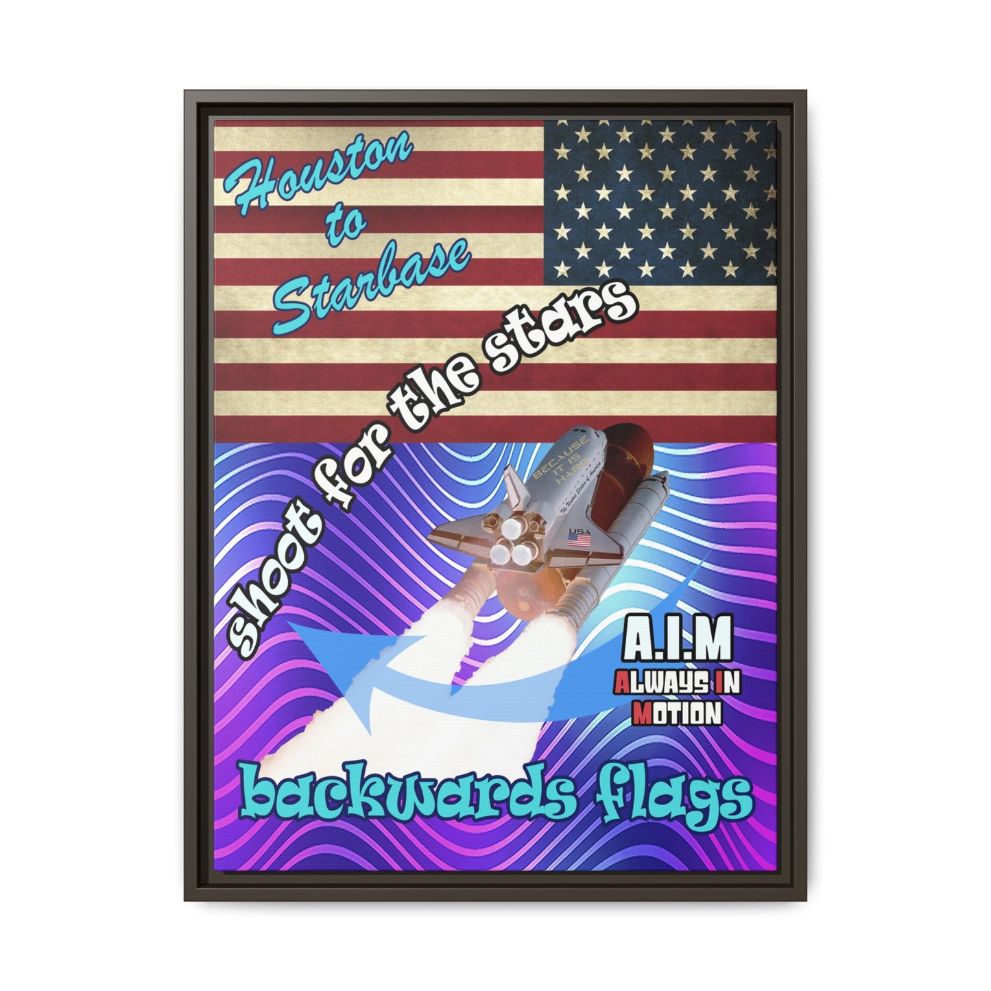 shoot for the stars - framed canvas art (purple wave)