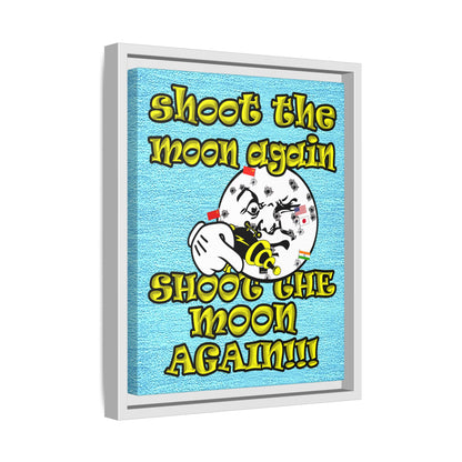 shoot the moon again - framed canvas art (faded blue)