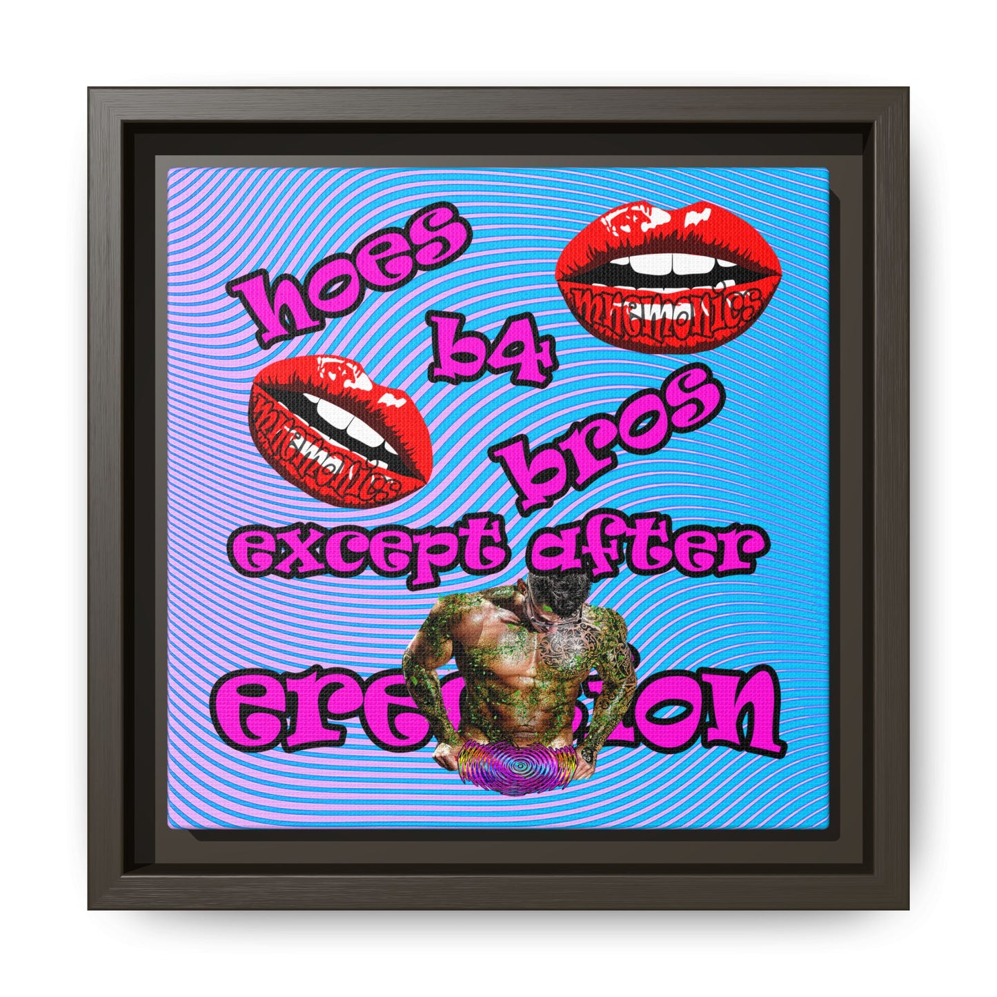 hoes b4 bros - framed canvas art (light blue-purple wave)