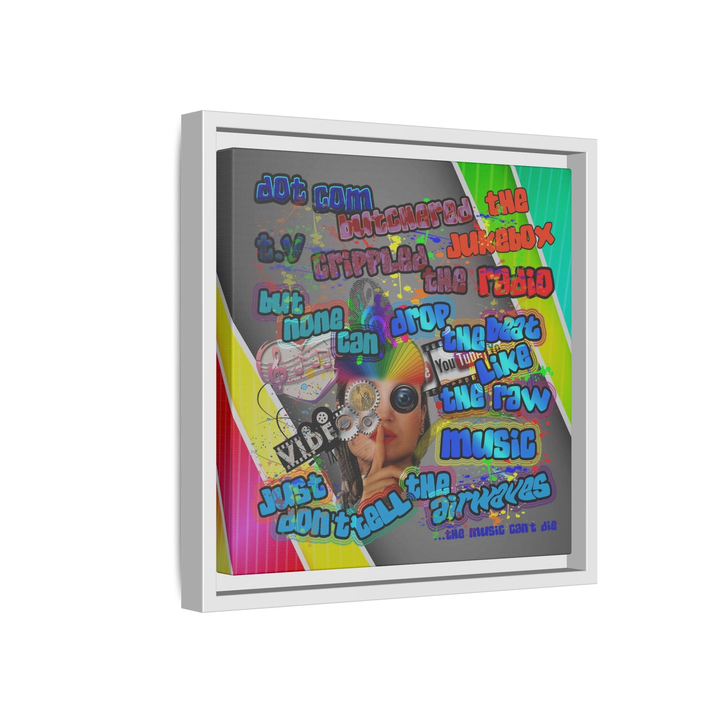 drop the beat - framed canvas art (rainbow split)