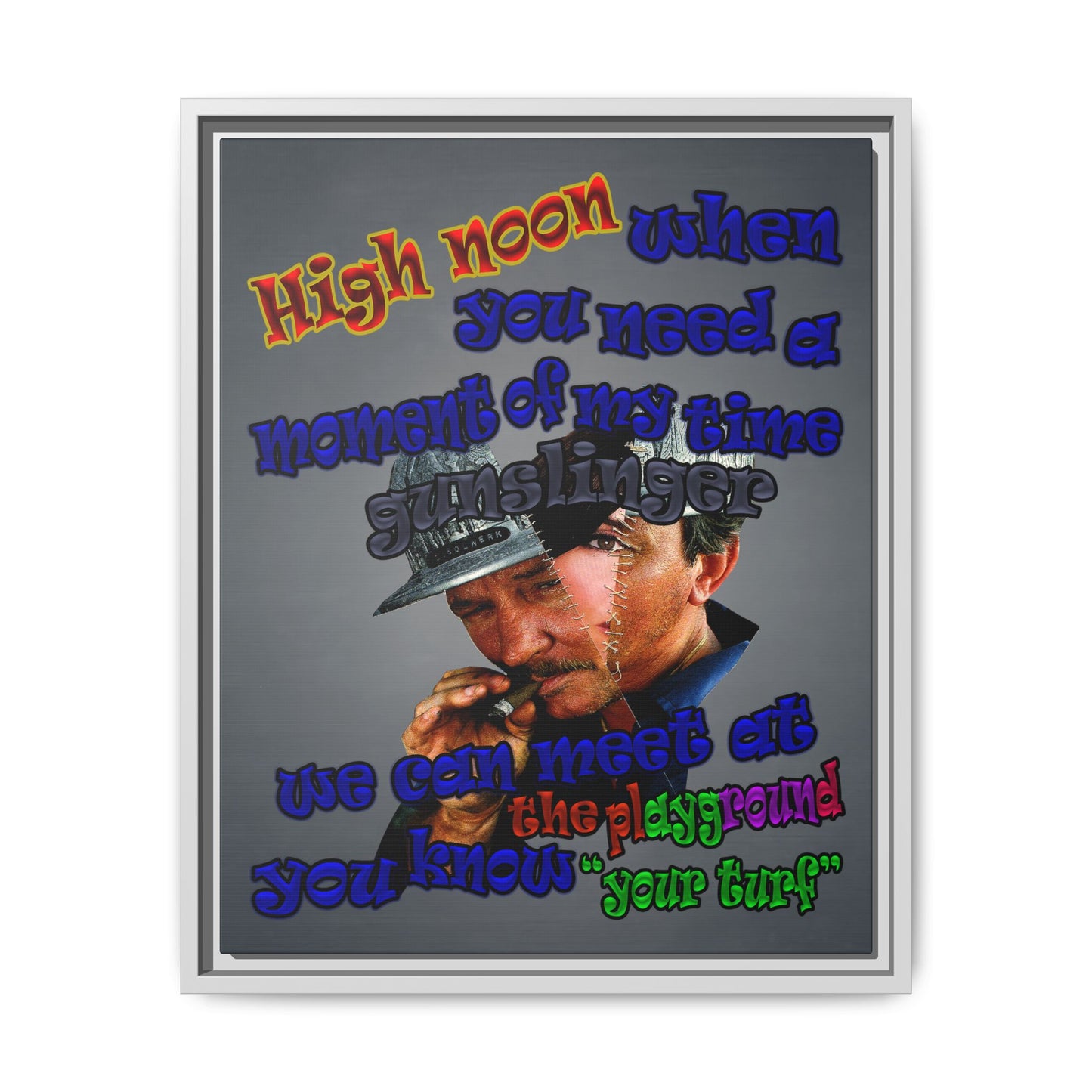 high noon - framed canvas art (grey-light grey)