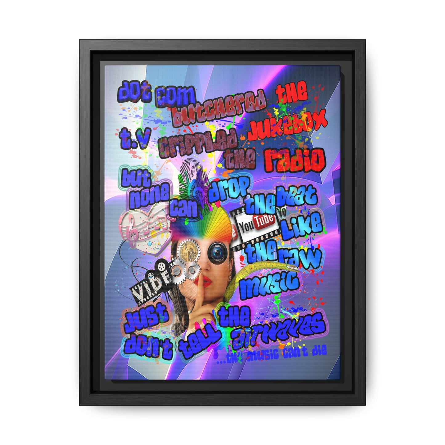 drop the beat - framed canvas art (grey-pink wave)