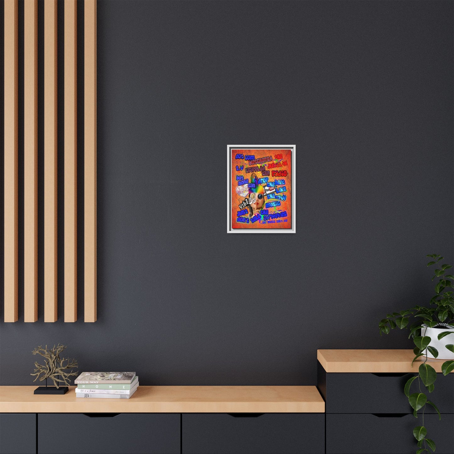 drop the beat - framed canvas art (burnt orange)