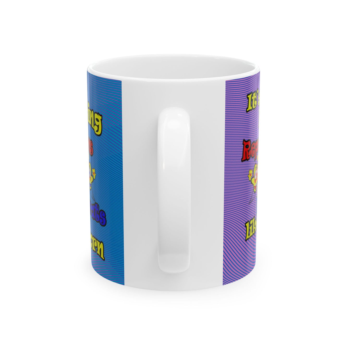 popping like popcorn - White Mug (light blue-purple wave)