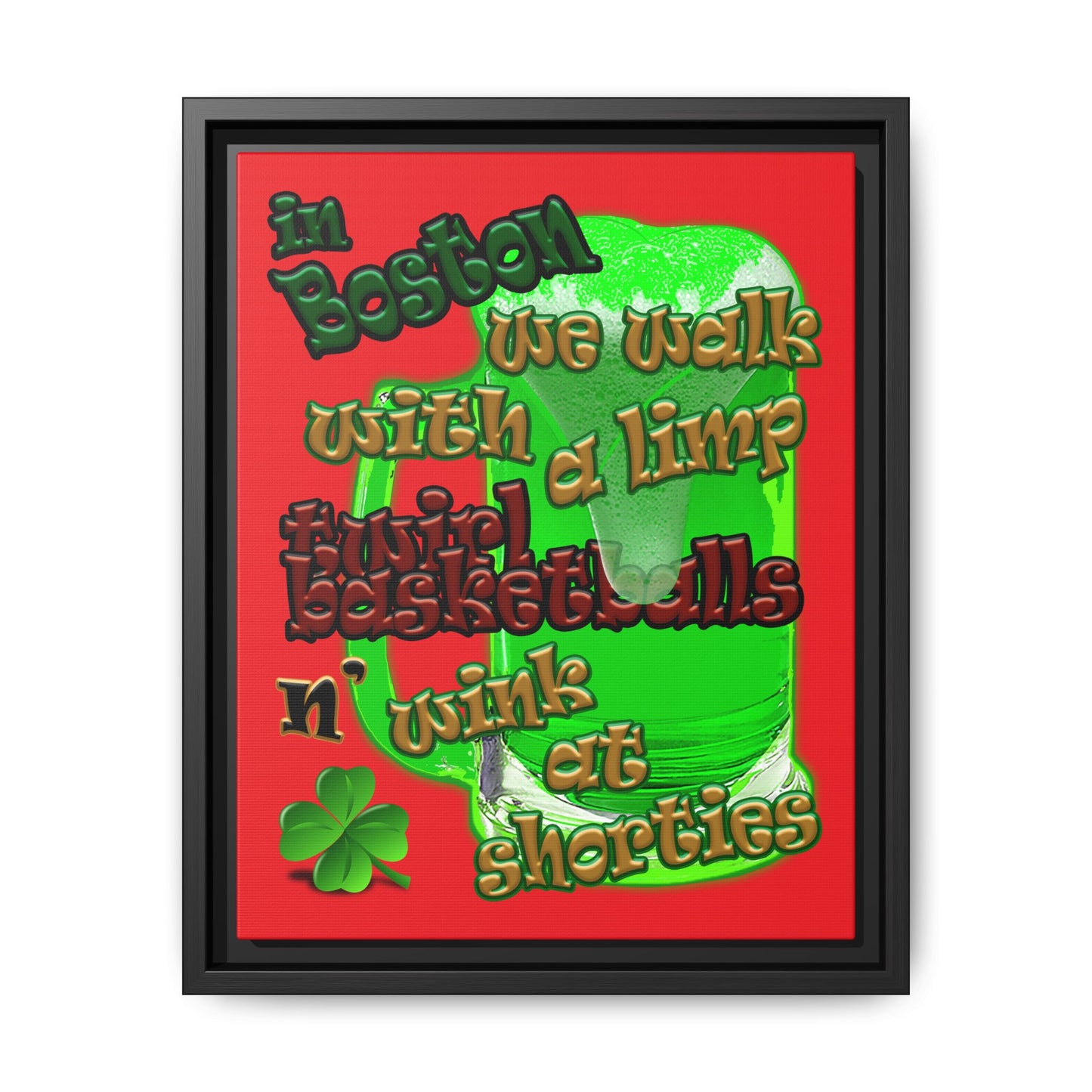 celtics logo - framed canvas art (red)