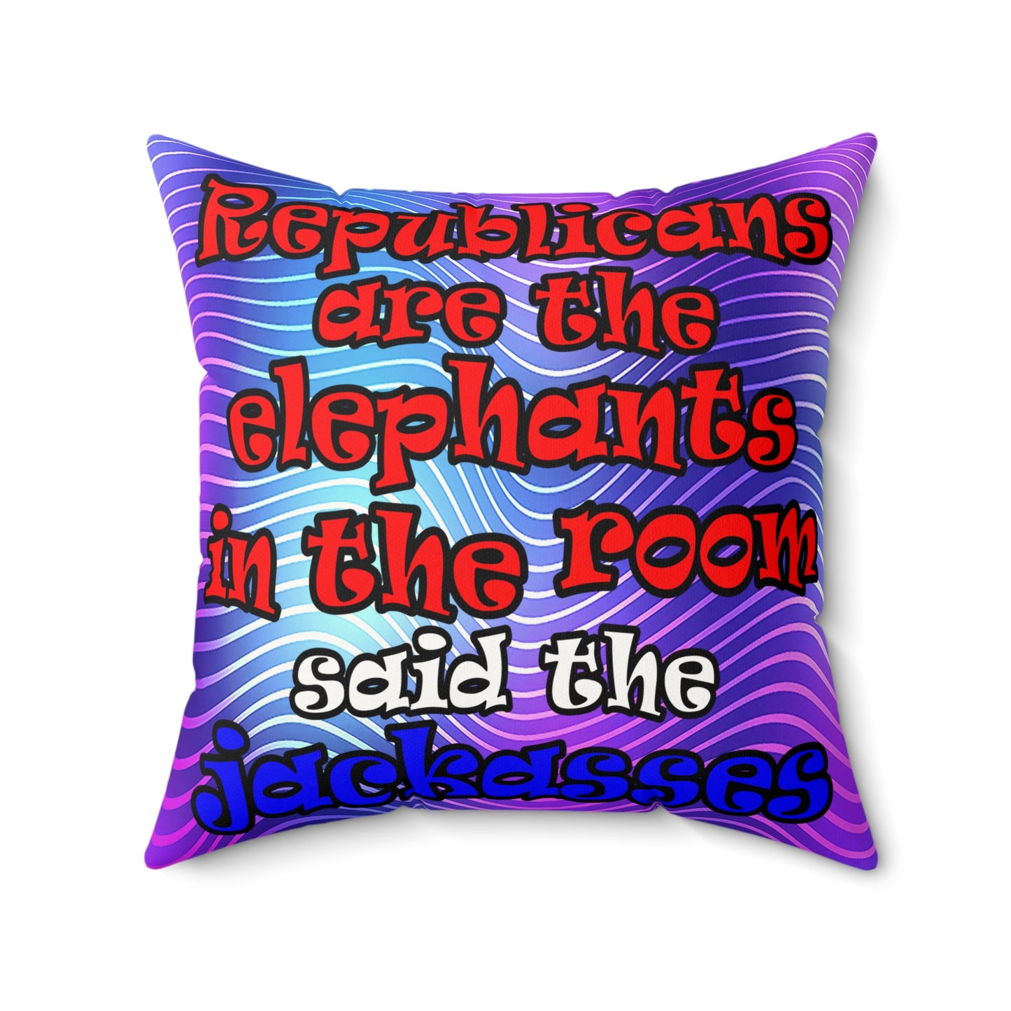 donkeys and elephants - Faux Suede Square Pillow - (purple wave)