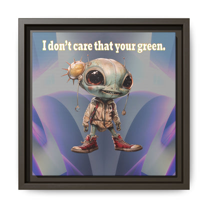 I don't care that your green - framed canvas art (grey-pink wave)