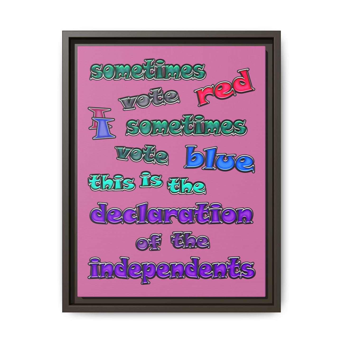 declaration of the independents - framed canvas art (light pink)