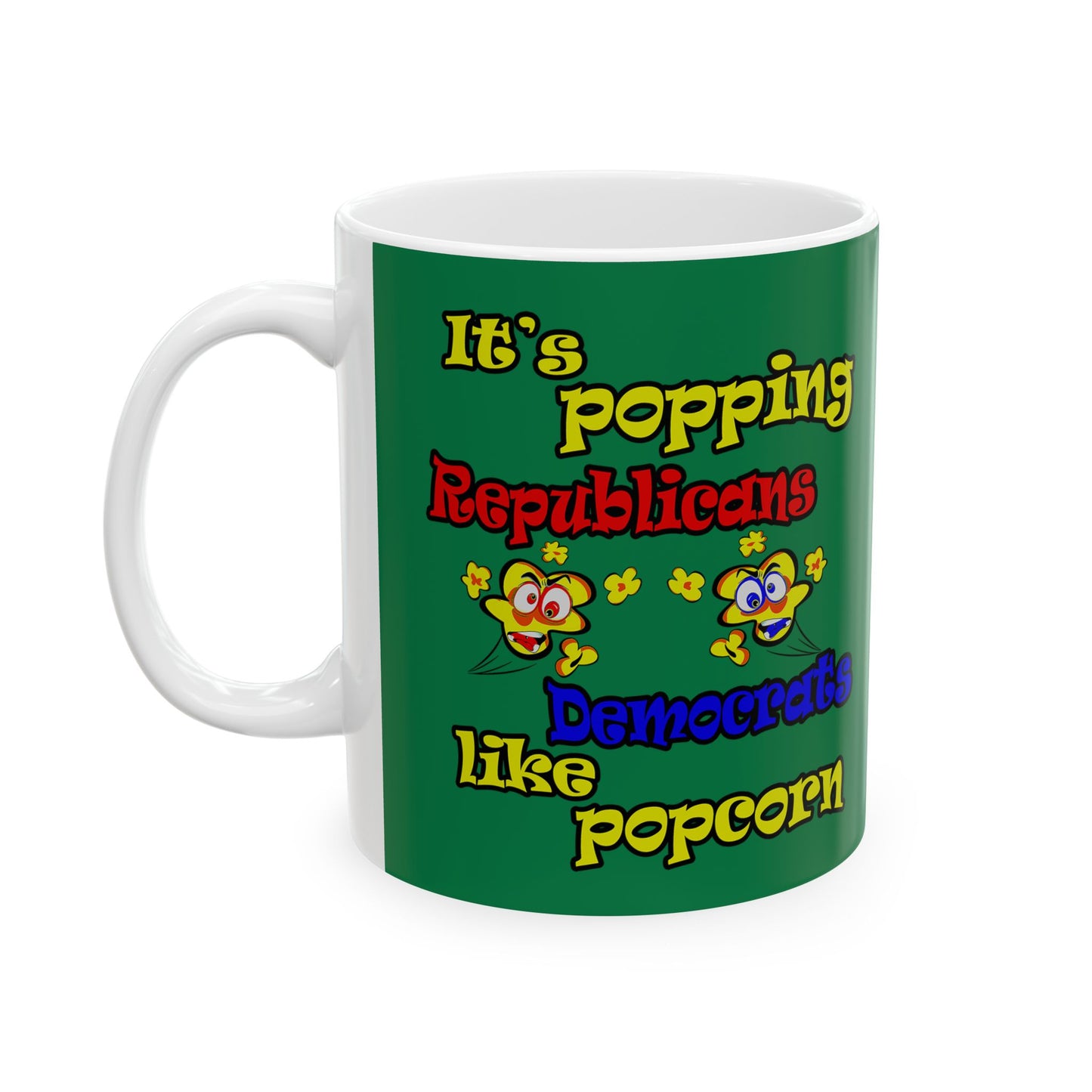 popping like popcorn - White Mug (dark green)
