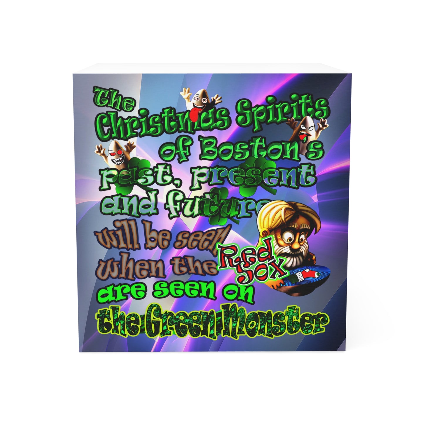 christmas spirits of boston - note cube (grey-pink wave)