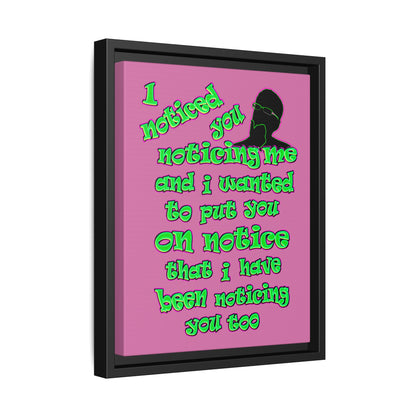 noticed you noticing - framed canvas art (light pink)