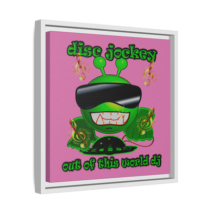disc jockey - framed canvas art (light pink)
