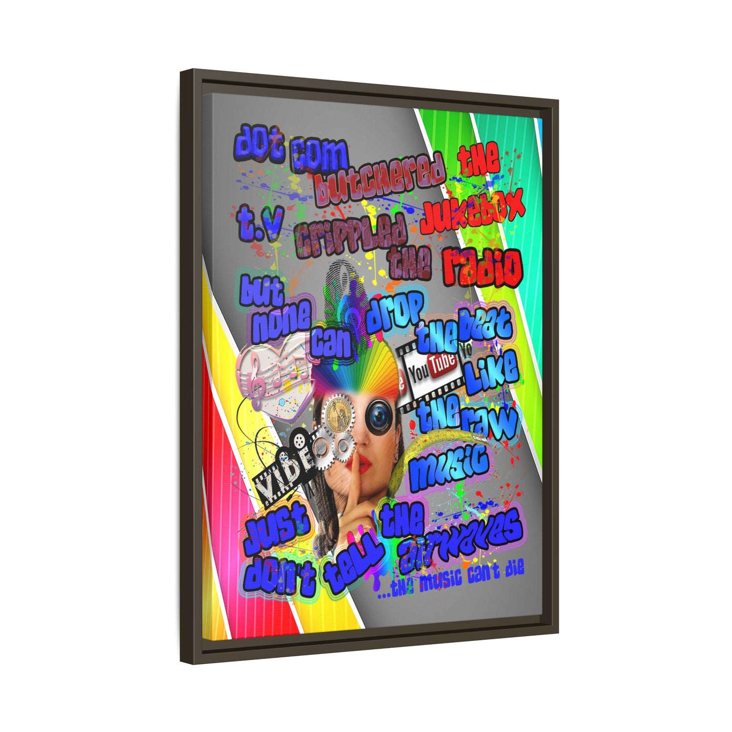 drop the beat - framed canvas art (rainbow split)