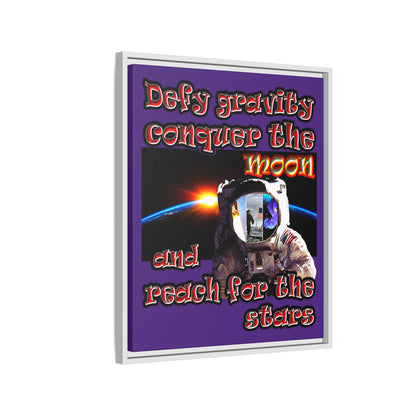 defy conquer reach - framed canvas art (purple)