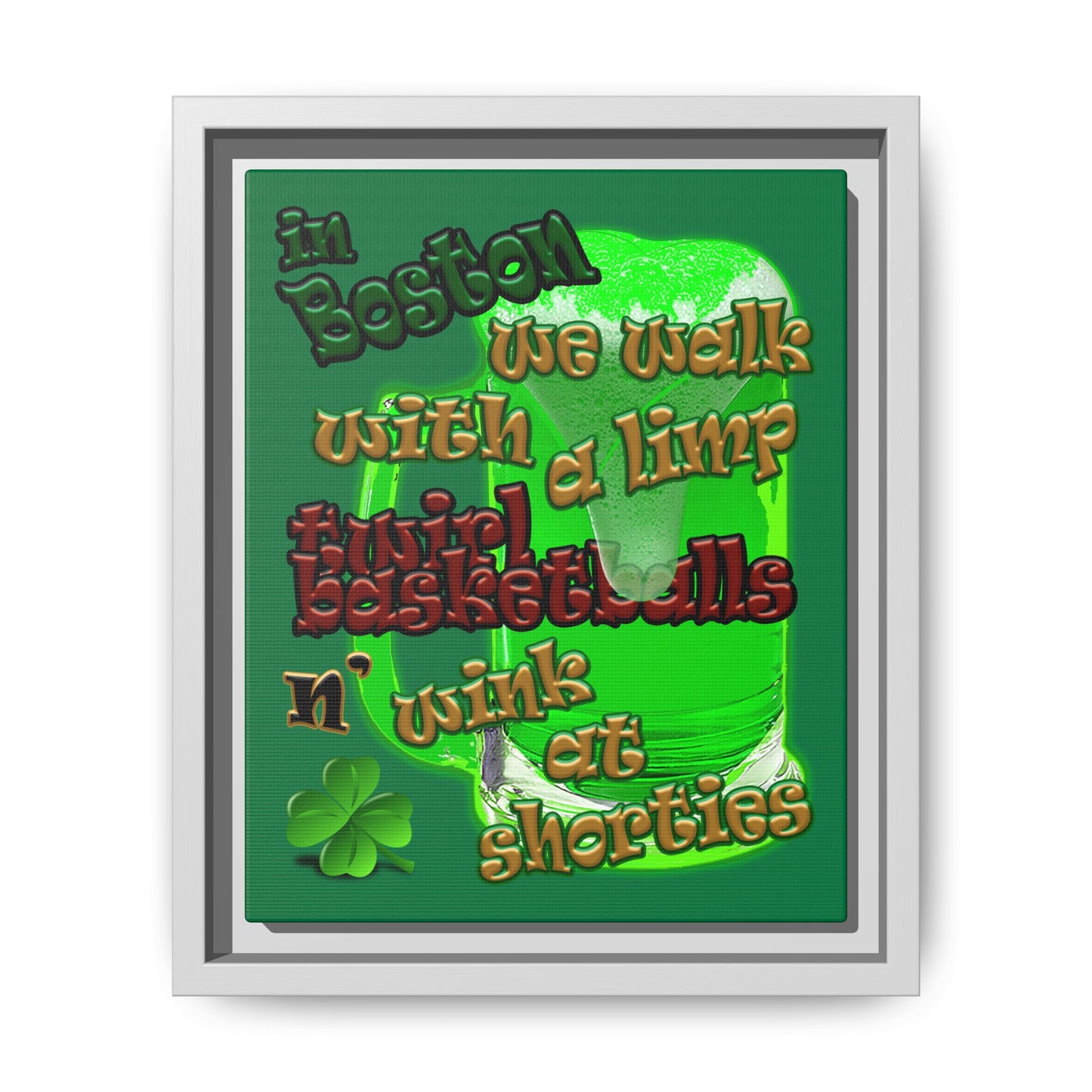celtics logo - framed canvas art (dark green)