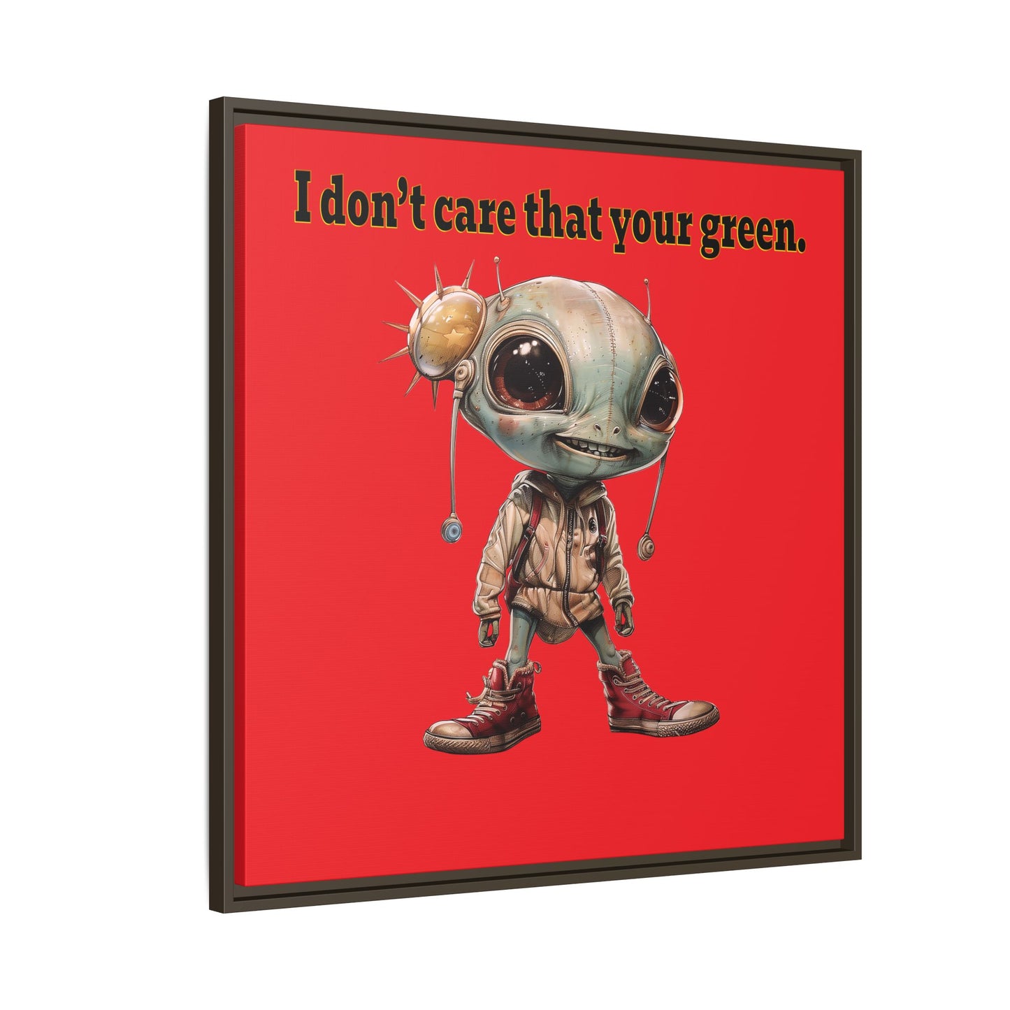 I don't care that your green - framed canvas art (red)