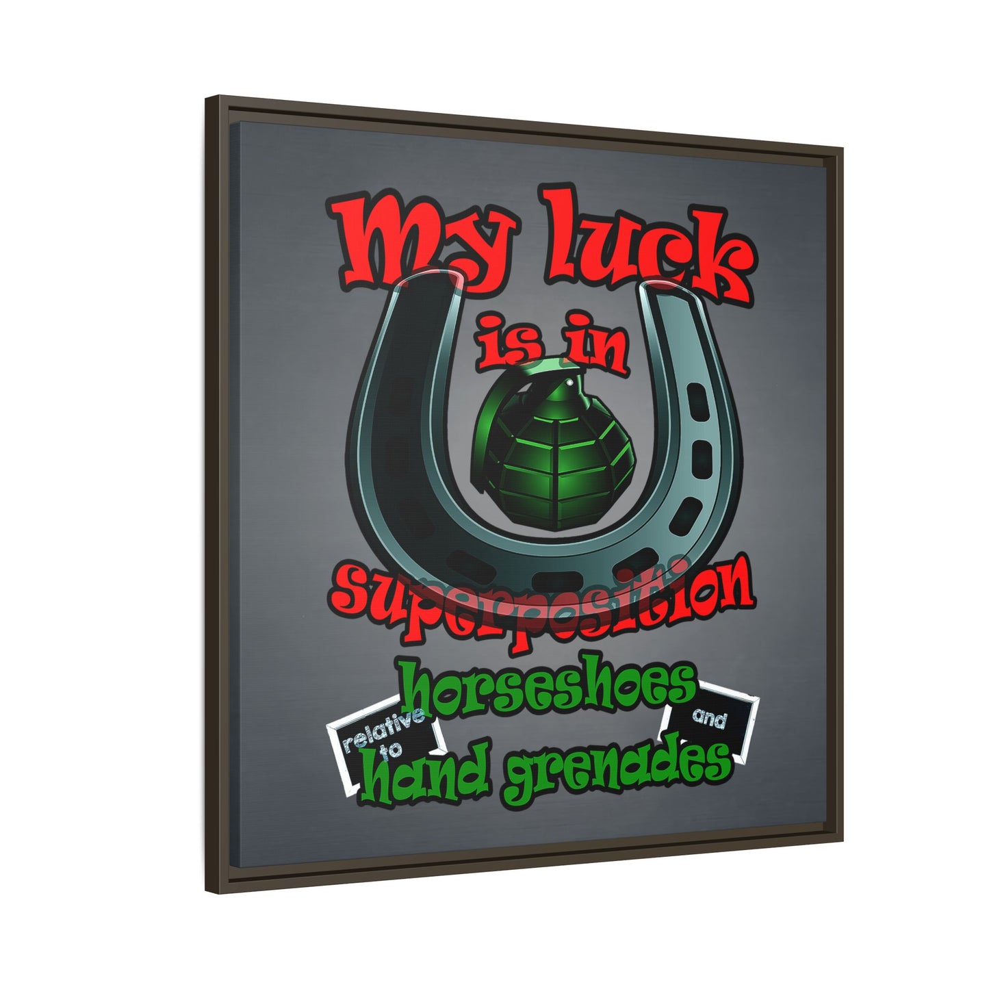 my luck - framed canvas art (grey-light grey)