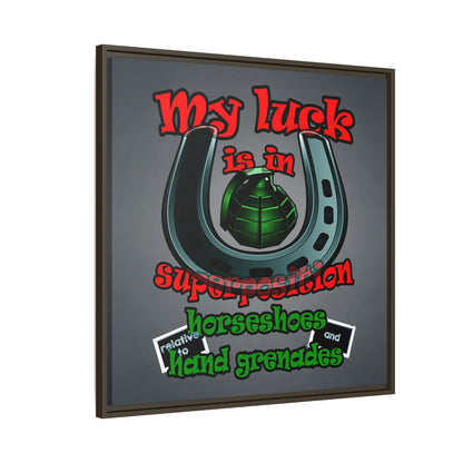 my luck - framed canvas art (grey-light grey)