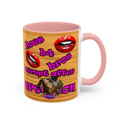 hoes b4 bros - Accent Mug (butterscotch wood finish)