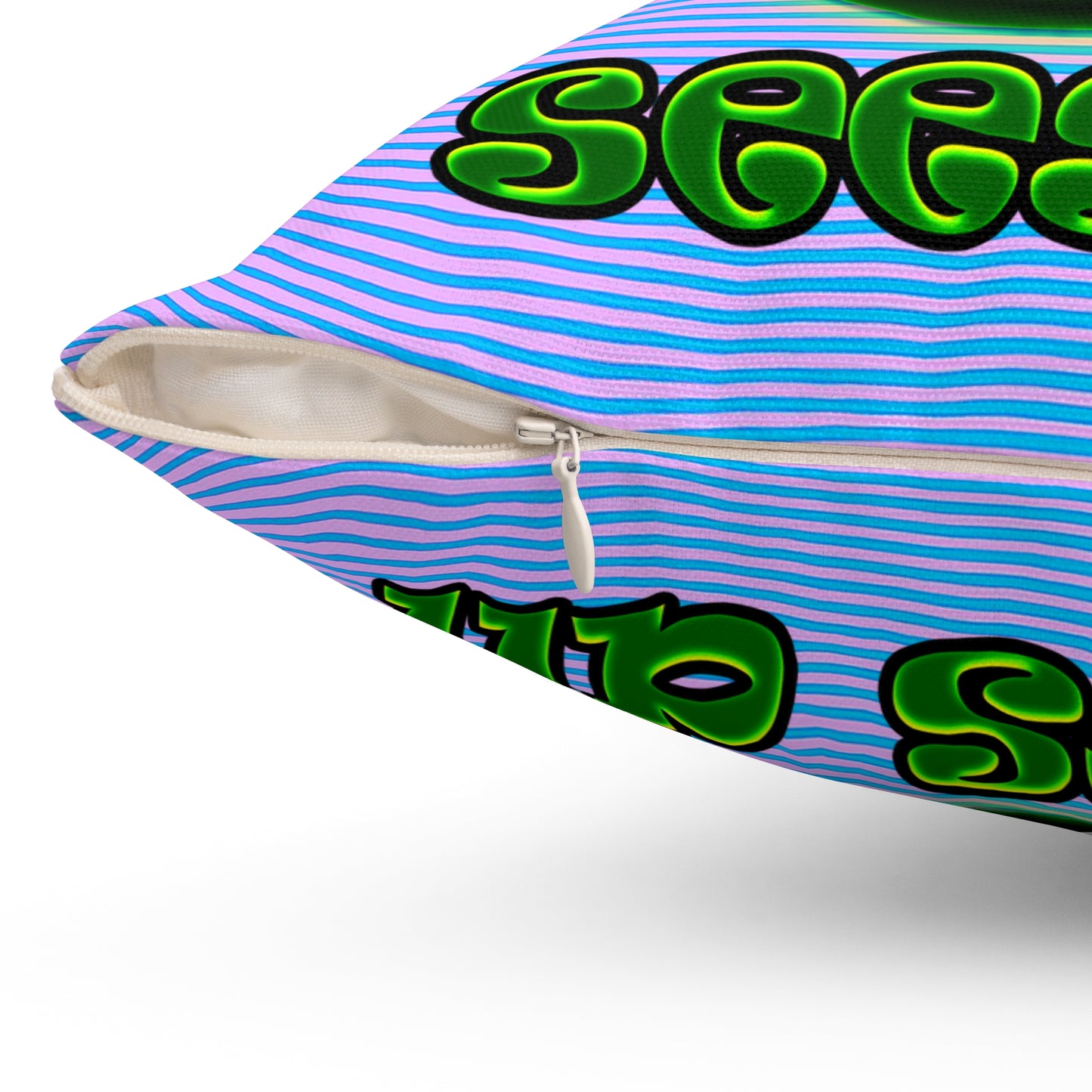 green monster - Spun Polyester Square Pillow - (light blue-purple wave)