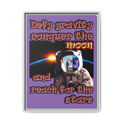 defy conquer reach - framed canvas art (light purple)