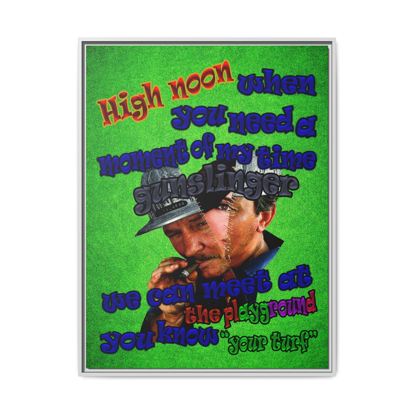 high noon - framed canvas art (green turf)