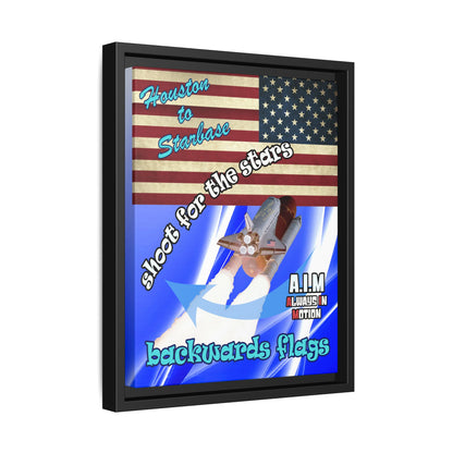 shoot for the stars - framed canvas art (blue-white wave)