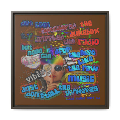 drop the beat - framed canvas art (brown)