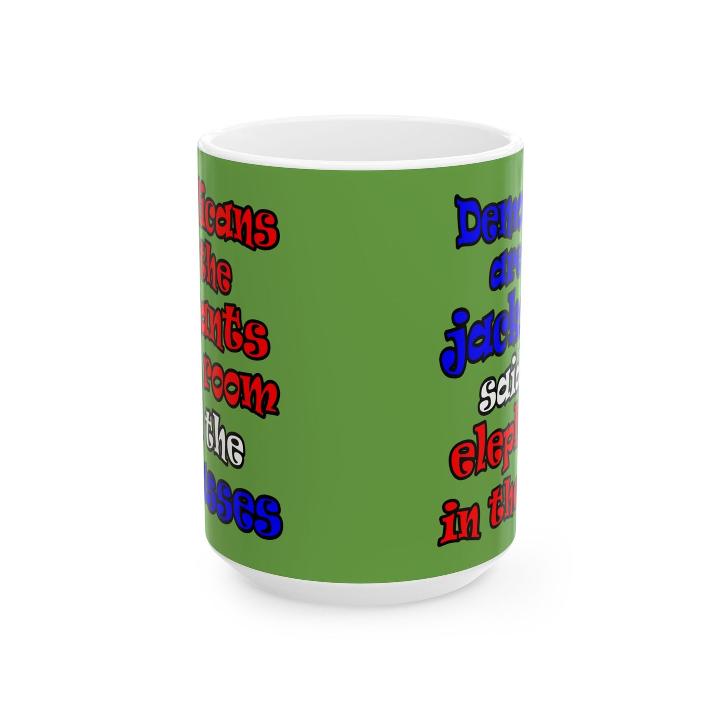 donkeys and elephants - White Mug (green)