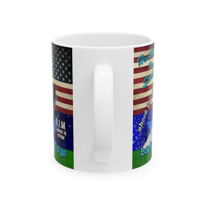 shoot for the stars - White Mug ('snoops' background)