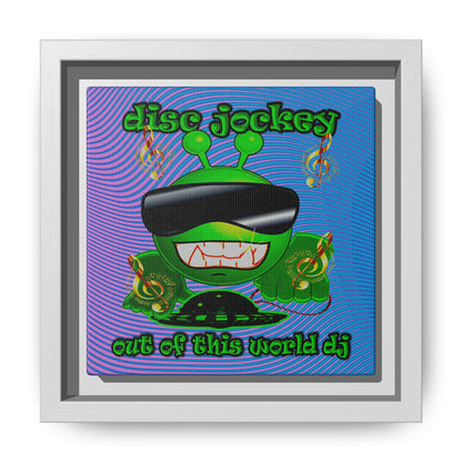 disc jockey - framed canvas art (light blue-purple wave)