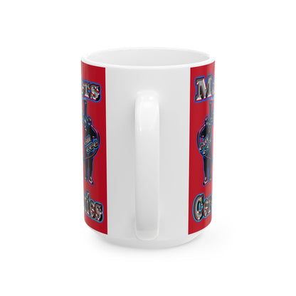 em cee squared - White Mug (dark red)