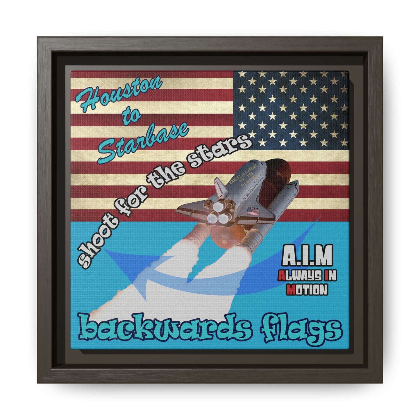 shoot for the stars - framed canvas art (turquoise)