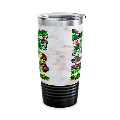 christmas spirits of boston - Ringneck Tumbler, 20oz (white marble)