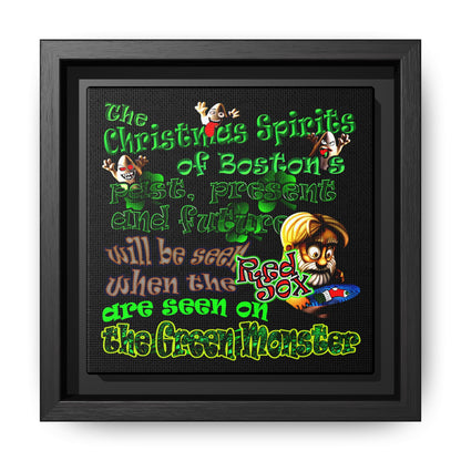 christmas spirits of boston - framed canvas art (black)